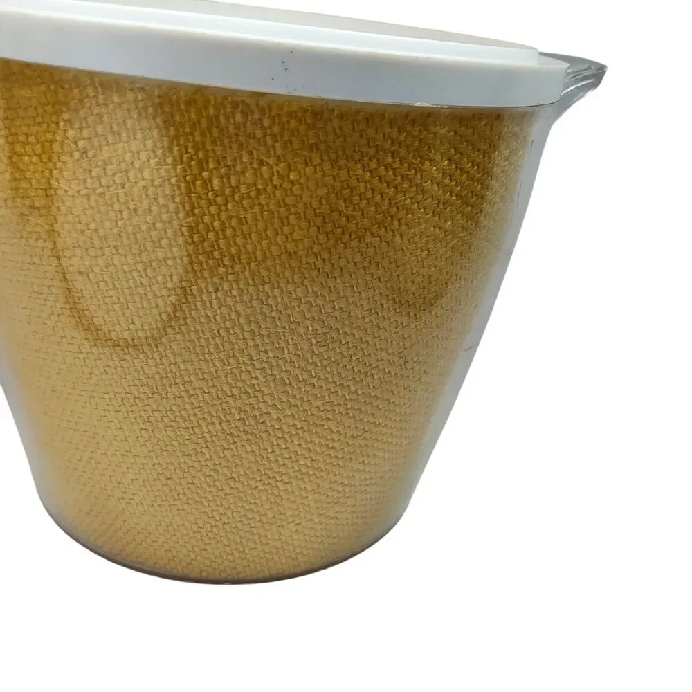 Vintage Mid Century Rafiaware Yellow Plastic Ice Bucket MCM 70's Burlap